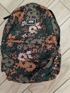 Vans Green & Brown Floral Camo Backpack
